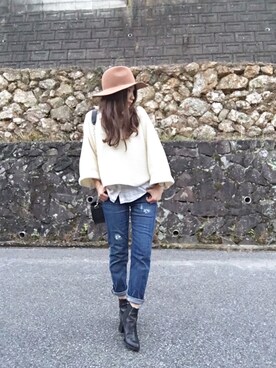 「フランネルシャツ」｜「アイテム（アナログ腕時計）」を使った、moyooonnさん（レディース・152cm）の冬コーディネート