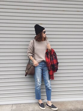 「passage mignon/flaneur（パサージュミニョンフラヌール）のアイテム（ニットキャップ/ビーニー）」を使った、moyooonnさん（レディース・152cm）の秋コーディネート