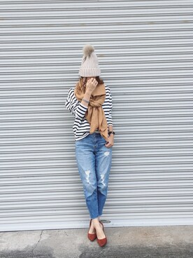 「passage mignon/flaneur（パサージュミニョンフラヌール）のアイテム（ニットキャップ/ビーニー）」を使った、moyooonnさん（レディース・152cm）の秋コーディネート