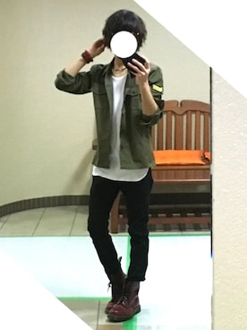 「coen（コーエン）のカラーイージースキニーパンツ（その他パンツ）」を使った、CHARAさん（メンズ・168cm）の秋コーディネート