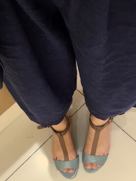 「w closet（ダブルクローゼット）のアイテム（その他パンツ、ブルー系）」を使った、polkadotkonさん（レディース）の春コーディネート