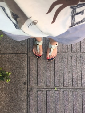 「UNIQLO（ユニクロ）のアイテム（カーゴパンツ、パープル系）」を使った、polkadotkonさん（レディース）の夏コーディネート