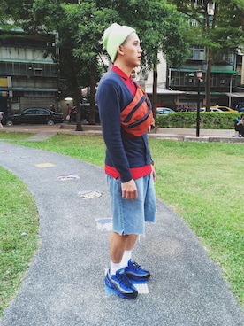 「UNDEFEATED （アンディフィーテッド）のアイテム（腕時計）」を使った、連思博（EggEgg)さん（メンズ・176cm）の秋コーディネート