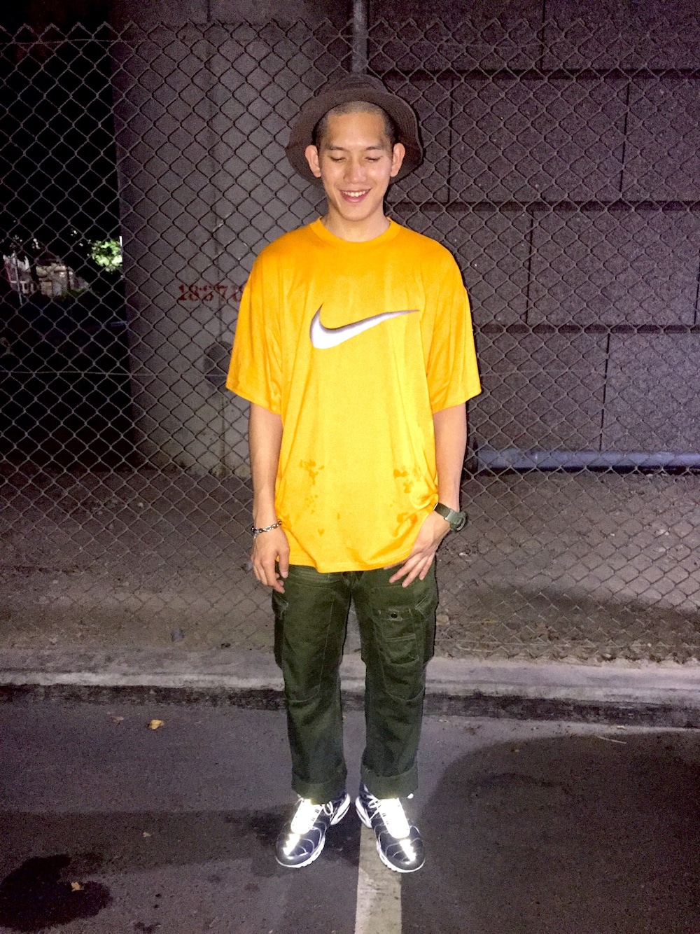 「playford、NIKE、undefeated、G-SHOCK、LRG、air max plus、egg、WEARBOOKエントリー」｜「PLAYFORD EQUIPMENTのアイテム（ハット、グリーン系）」を使った、連思博（EggEgg)さん（メンズ・176cm）の春コーディネートの1枚目の写真
