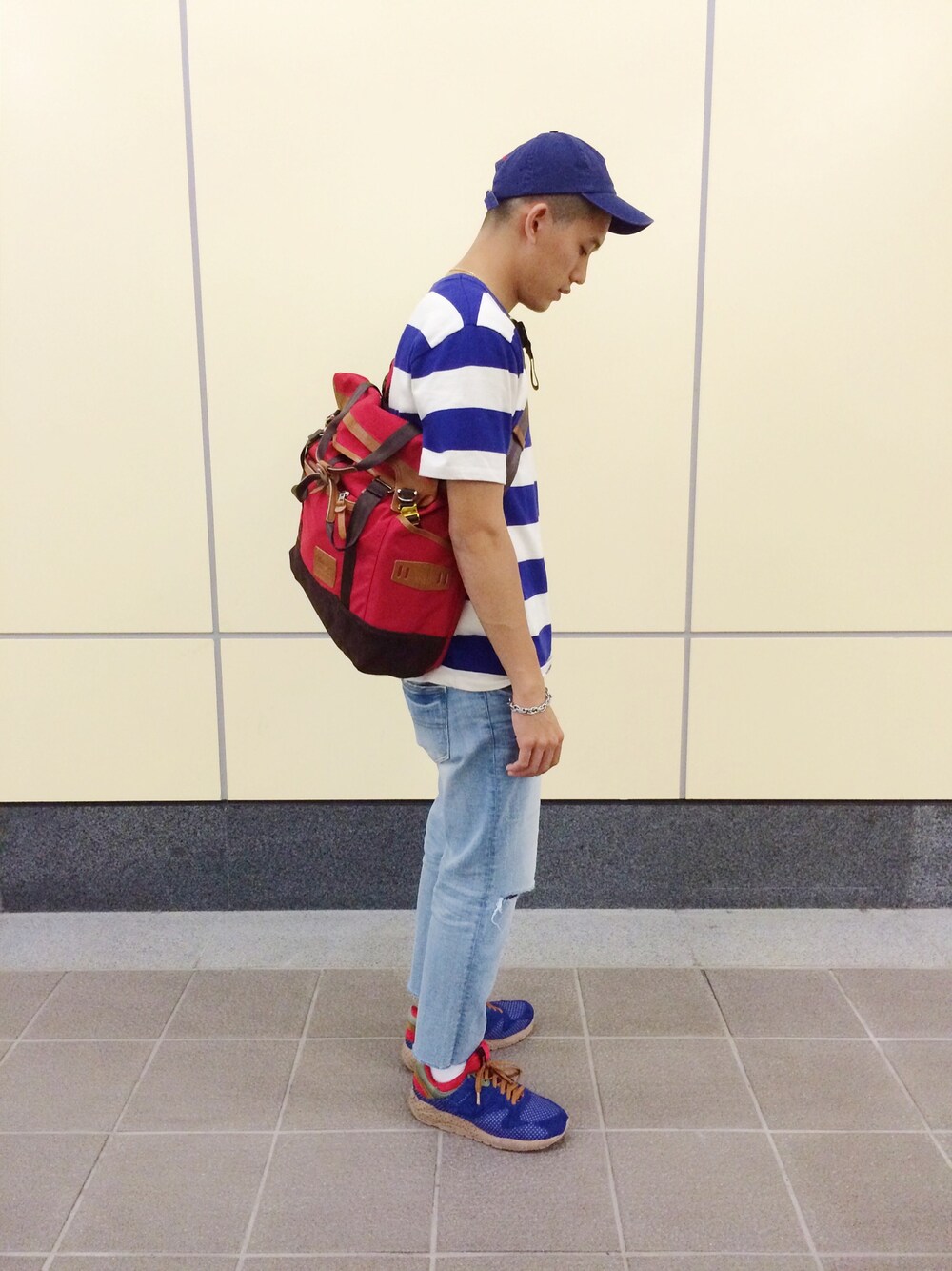 「Polo Ralph Lauren、masterpiece、saucony、egg、WEARBOOKエントリー」｜「POLO RALPH LAURENのVintage Ralph Lauren （キャップ、ブルー系）」を使った、連思博（EggEgg)さん（メンズ・176cm）の夏コーディネートの1枚目の写真