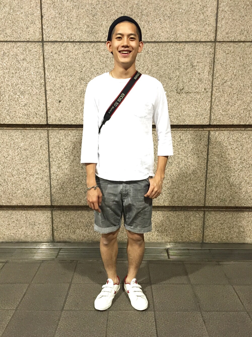 「Carhartt WIP(Carhartt WIP)、carhartt、converse、onestar、egg、WEARBOOKエントリー」｜「Carhartt WIPのアイテム（ニットキャップ/ビーニー、ブラック系）」を使った、連思博（EggEgg)さん（メンズ・176cm）の夏コーディネートの1枚目の写真