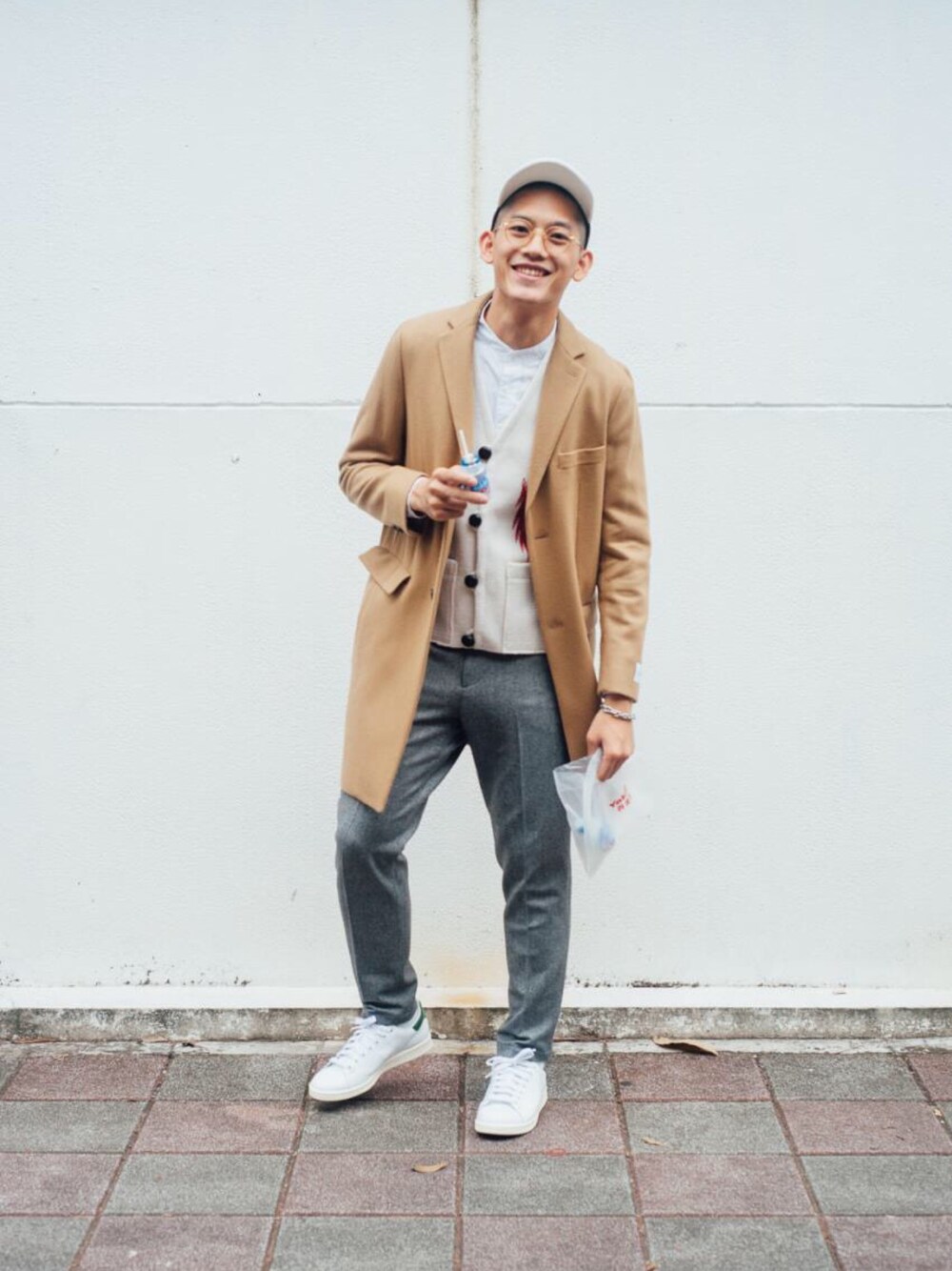 「BEAUTY&YOUTH UNITED ARROWS」｜「BEAUTY&YOUTH UNITED ARROWSのBY ∴ メルトン チェスター コート（チェスターコート、ベージュ系）」を使った、連思博（EggEgg)さん（メンズ・176cm）の秋コーディネートの1枚目の写真