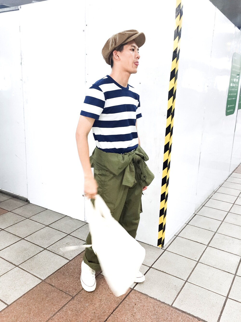 「hannahats、visvim、HOUSTON、BEAUTY&YOUTH UNITED ARROWS、converse、egg、WEARBOOKエントリー」｜「Hanna Hatsのアイテム（ハット、ブラウン系）」を使った、連思博（EggEgg)さん（メンズ・176cm）の春コーディネートの1枚目の写真