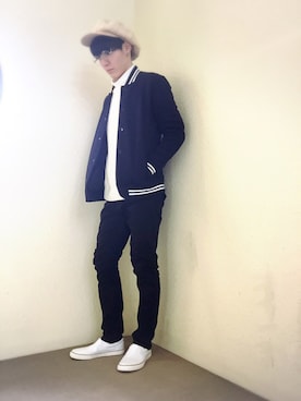 「黒髪」｜「アイテム（スタジャン）」を使った、Daikiさん（メンズ・173cm）の冬コーディネート