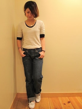 「モカシン」｜MINNETONKASTOREなんばパークス店さん（レディース・158cm）の春コーディネート