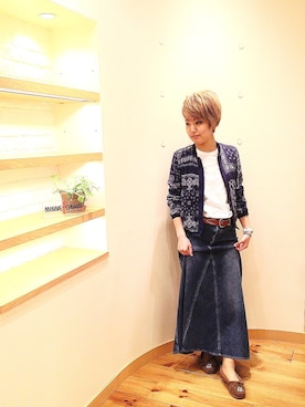 「アイテム（モカシン/デッキシューズ）」を使った、MINNETONKASTOREなんばパークス店さん（レディース・168cm）の春コーディネート