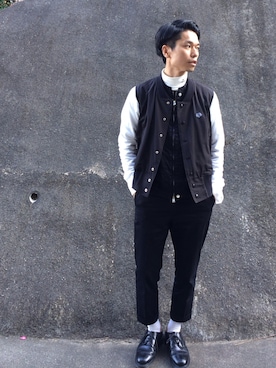 「soe（ソーイ）のアイテム（ブルゾン）」を使った、村瀬達也さん（メンズ・170cm）の冬コーディネート