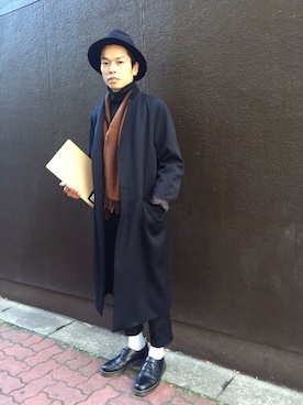 「soe（ソーイ）のアイテム（その他）」を使った、村瀬達也さん（メンズ・170cm）の冬コーディネート