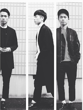 「soe（ソーイ）のアイテム（ブルゾン）」を使った、村瀬達也さん（メンズ・170cm）の冬コーディネート