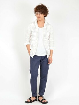 「SHIPS JET BLUE（シップスジェットブルー）のアイテム（サンダル）」を使った、高橋さん（メンズ・170cm）の春コーディネート
