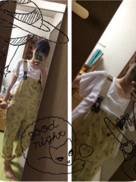「アイテム（つなぎ/オールインワン、イエロー系）」を使った、あんにんさん（レディース・159cm）の夏コーディネート