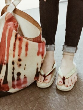 「アイテム（トートバッグ、オレンジ系）」を使った、りんすけさん（レディース・160cm）の冬コーディネート