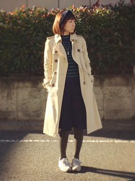 「アイテム（トレンチコート）」を使った、おろちさん（レディース・161cm・30代）の秋コーディネート