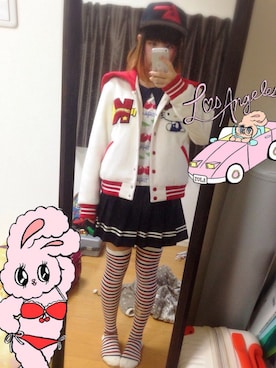 「Candy Stripper」｜「アイテム（スタジャン）」を使った、ナコ イナムラさん（レディース・154cm）の冬コーディネート