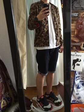 「TOMMY（トミー）のアイテム（ライダースジャケット）」を使った、HIROYUKIさん（メンズ・175cm）の夏コーディネート