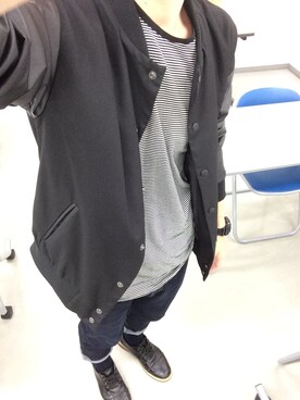 「靴下チラ見せ」｜「アイテム（スタジャン）」を使った、HIROYUKIさん（メンズ・175cm）の秋コーディネート