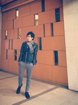 「SILAS（サイラス）のアイテム（ライダースジャケット）」を使った、Kazu_yaさん（メンズ・170cm）の秋コーディネート