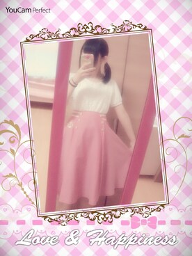 「サンダル（サンダル、ピンク系）」を使った、°* † し お り † *ﾟさん（レディース・157cm）の夏コーディネート