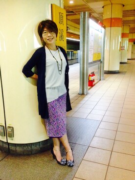 「NET（ネット）のアイテム（ノーカラージャケット）」を使った、may wangさん（レディース・155cm）の夏コーディネート