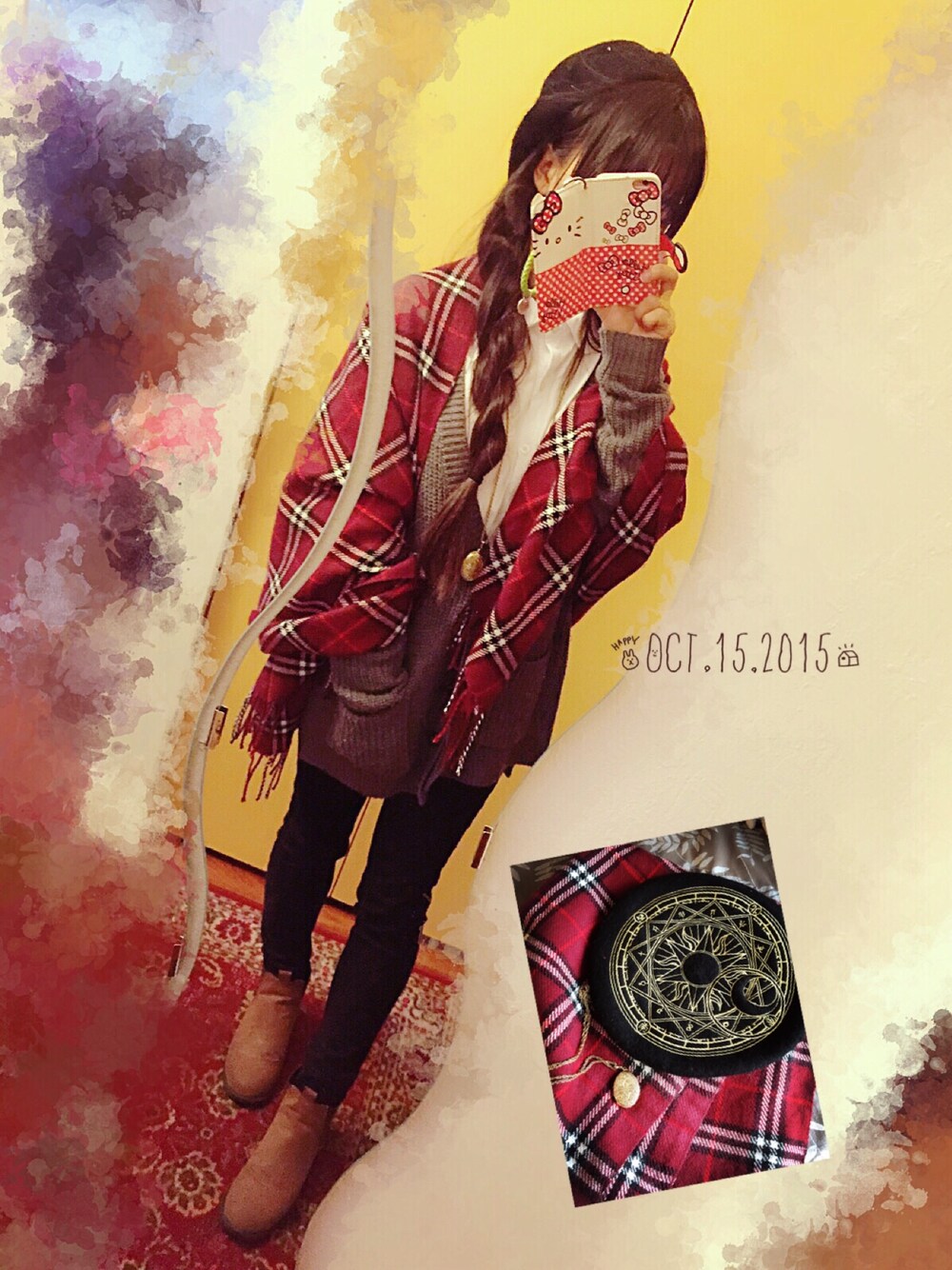 「FOREVER 21のアイテム（カーディガン/ボレロ、グレー系）」を使った、团さん（レディース・150cm）の秋コーディネートの1枚目の写真