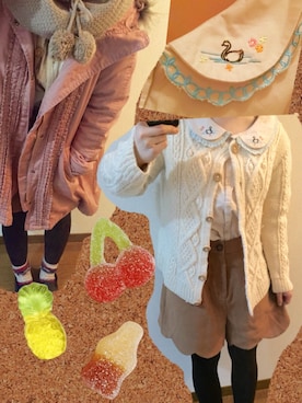 「アイテム（モッズコート、ピンク系）」を使った、pさん（レディース・148cm）の冬コーディネート