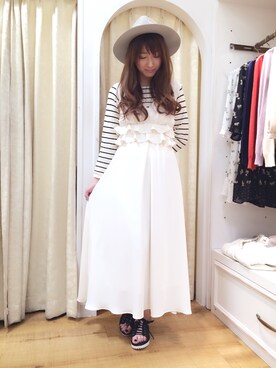 「Supreme.La.La.（シュープリームララ）のアイテム（サンダル）」を使った、Hikaru Mitomeさん（レディース・166cm）の冬コーディネート