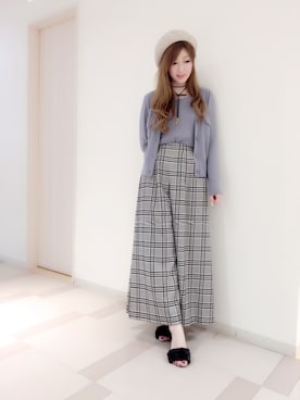 「Supreme.La.La.（シュープリームララ）のアイテム（パンツ）」を使った、Hikaru Mitomeさん（レディース・166cm）の秋コーディネート