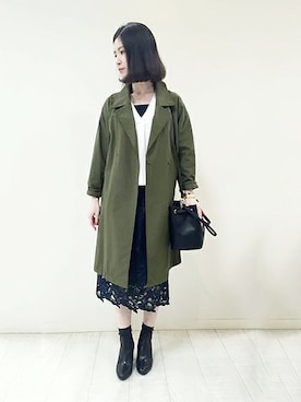「アイテム（トレンチコート、ゴールド系）」を使った、LAUTREAMONT CO. ONLINE SHOP ZOZOTOWNさん（レディース・158cm）の春コーディネート