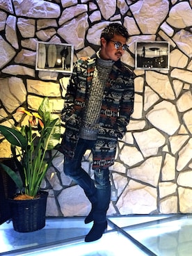 「DOWBL（ダブル）のアイテム（ニット/セーター）」を使った、DOWBL Yuta.さん（メンズ・165cm）の冬コーディネート