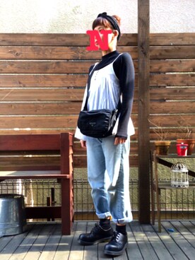 「Dr. Martens（ドクターマーチン）の【Dr.Martens/ドクターマーチン】3-EYE シューズ#（その他シューズ、ブラック系）」を使った、nao&rinさん（レディース・153cm）の春コーディネート