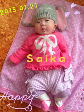 「Carter's（カーターズ）のアイテム（レッグウェア）」を使った、Saikaさん（キッズ・60cm）の冬コーディネート