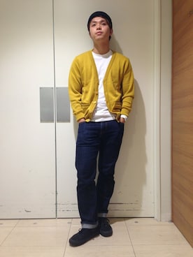 「FRED PERRY（フレッドペリー）のアイテム（カーディガン/ボレロ）」を使った、YAMAUCHIさん（メンズ・172cm）の秋コーディネート