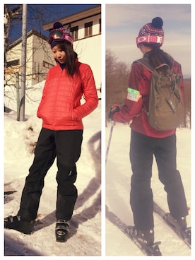 「アイテム（バックパック/リュック、グレー系）」を使った、なっちゃんさん（レディース・166cm）の冬コーディネート