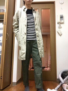 「アイテム（ステンカラーコート）」を使った、火星人さん（メンズ・167cm・10代）の春コーディネート