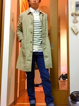 「アイテム（ステンカラーコート）」を使った、火星人さん（メンズ・167cm・10代）の春コーディネート