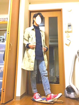 「アイテム（ステンカラーコート）」を使った、火星人さん（メンズ・167cm・10代）の秋コーディネート