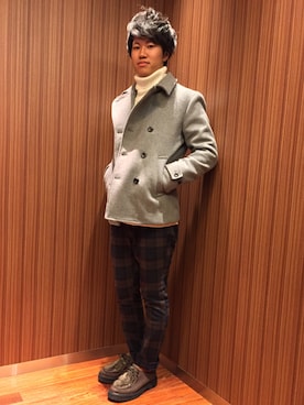 「RAGEBLUE」｜「アイテム（ピーコート）」を使った、井町 友祐さん（メンズ・168cm）の秋コーディネート