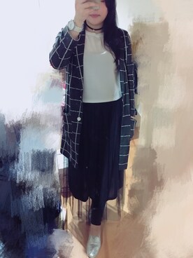 「NET（ネット）のアイテム（フォーマルスーツ/小物）」を使った、朱朱さん（レディース・160cm）の冬コーディネート