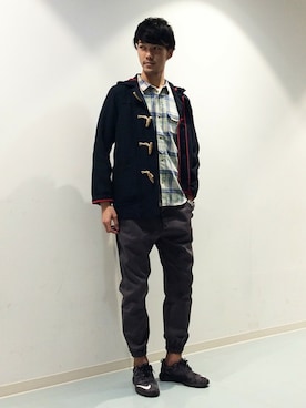 「The DUFFER of ST.GEORGE（ザダファーオブセントジョージ）のアイテム（ダッフルコート）」を使った、TAKEKAWAさん（メンズ・187cm）の春コーディネート