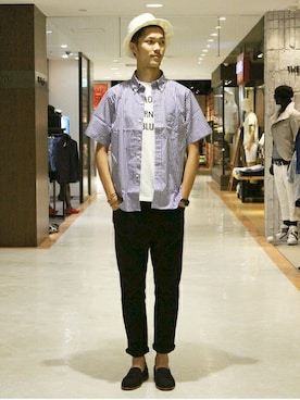 「アイテム（デニムパンツ）」を使った、TAKEKAWAさん（メンズ・187cm）の夏コーディネート