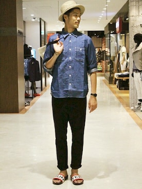 「アイテム（デニムパンツ）」を使った、TAKEKAWAさん（メンズ・187cm）の夏コーディネート