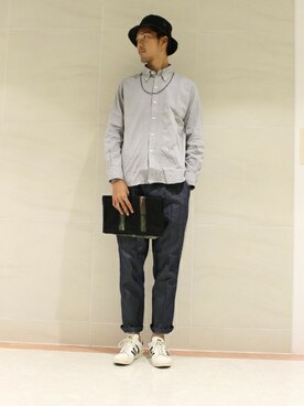 「The DUFFER of ST.GEORGE（ザダファーオブセントジョージ）のアイテム（帽子）」を使った、TAKEKAWAさん（メンズ・187cm）の秋コーディネート