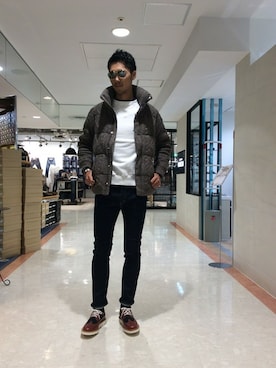 「アイテム（ダウンジャケット/コート）」を使った、TAKEKAWAさん（メンズ・187cm）の秋コーディネート