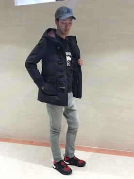 「アイテム（スウェット）」を使った、TAKEKAWAさん（メンズ・187cm）の冬コーディネート