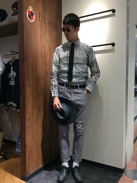 「ギンガムチェックシャツ」｜TAKEKAWAさん（メンズ・187cm）の春コーディネート